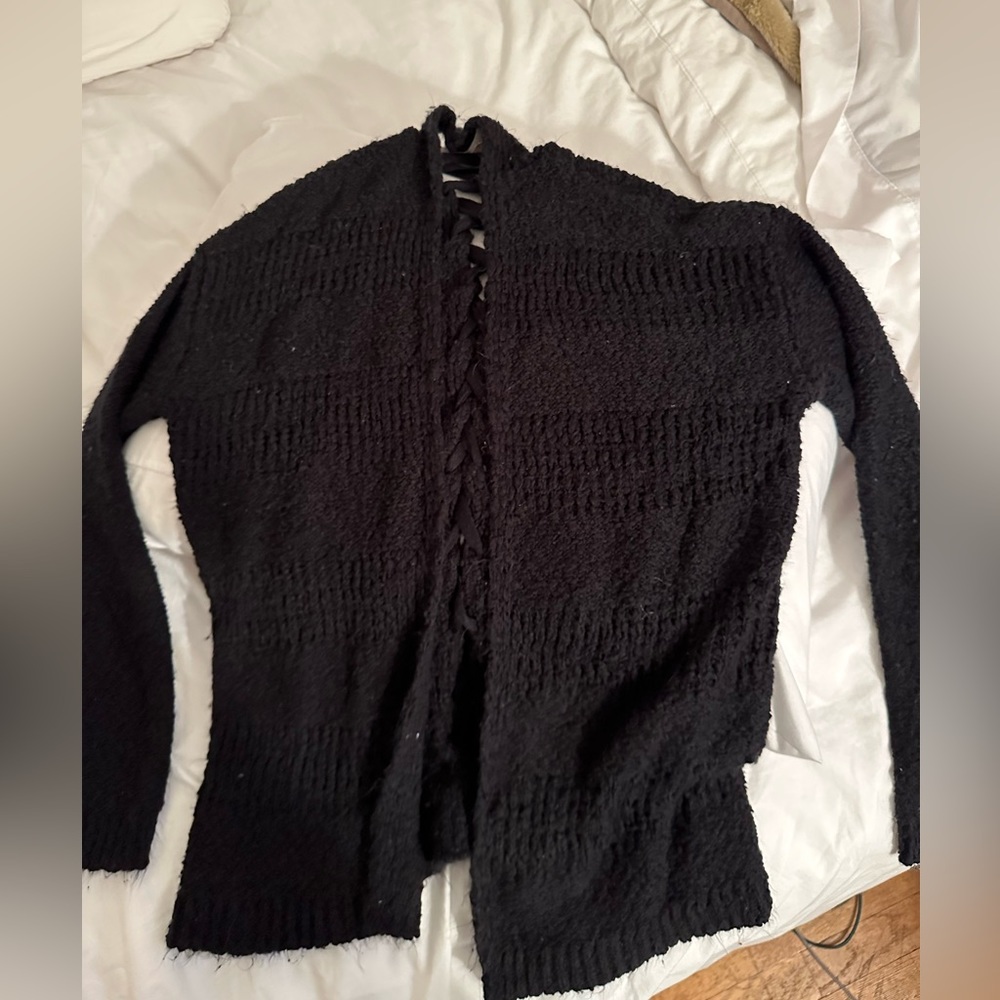 Black cardigan with laced up back